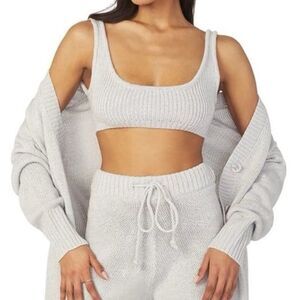 WeWoreWhat Women's Chunky Cozy Stitch Scoop Pull On Bra Top Gray XL NWT